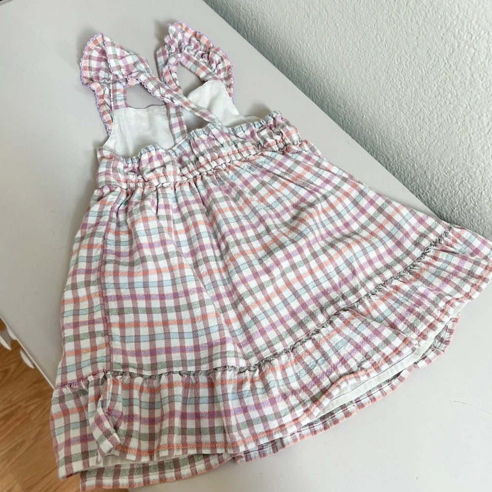 CAT & JACK muted/pastel plaid dress ruffles Girls 2T cottage farmhouse purple